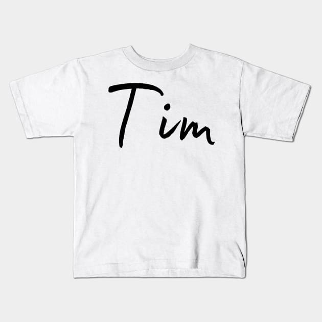 Tim Name Calligraphy Kids T-Shirt by Word Minimalism